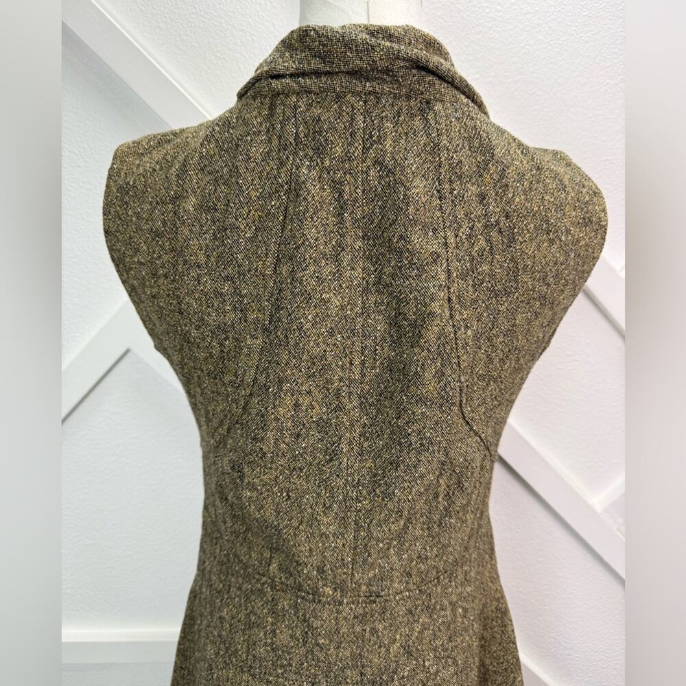 Club Monaco Tweed Sheath Dress Brown Wool Silk Blend Bow Neck Sleeveless Size 8 - Picture 6 of 11